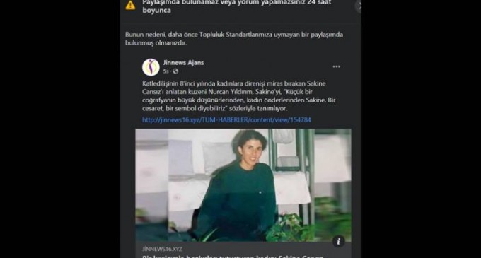 Facebook Sakine Cansız haberini sansürledi