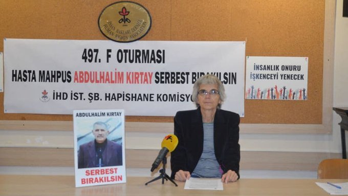 İHD İstanbul Şubesi Hapishane Komisyonu, 497. F oturmasında hasta tutsak Abdülhalim Kırtay’ın serbest bırakılması çağrısı yaptı.