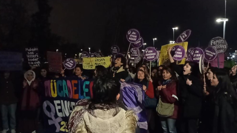 Susmuyoruz, korkmuyoruz, itaat etmiyoruz” sloganıyla Polis şiddetine direnen Kadinlar